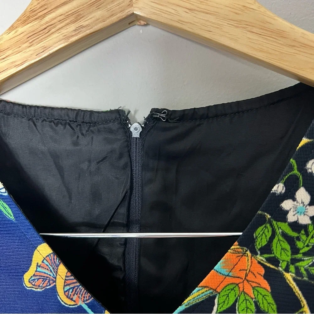 Vintage Mushroom Fungi Floral Bird Print Dress Sleeveless Size Medium - Picture 6 of 12